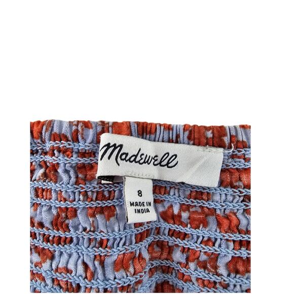 Madewell Button-Front Smocked Back Top - Size 8 - Picture 8 of 12